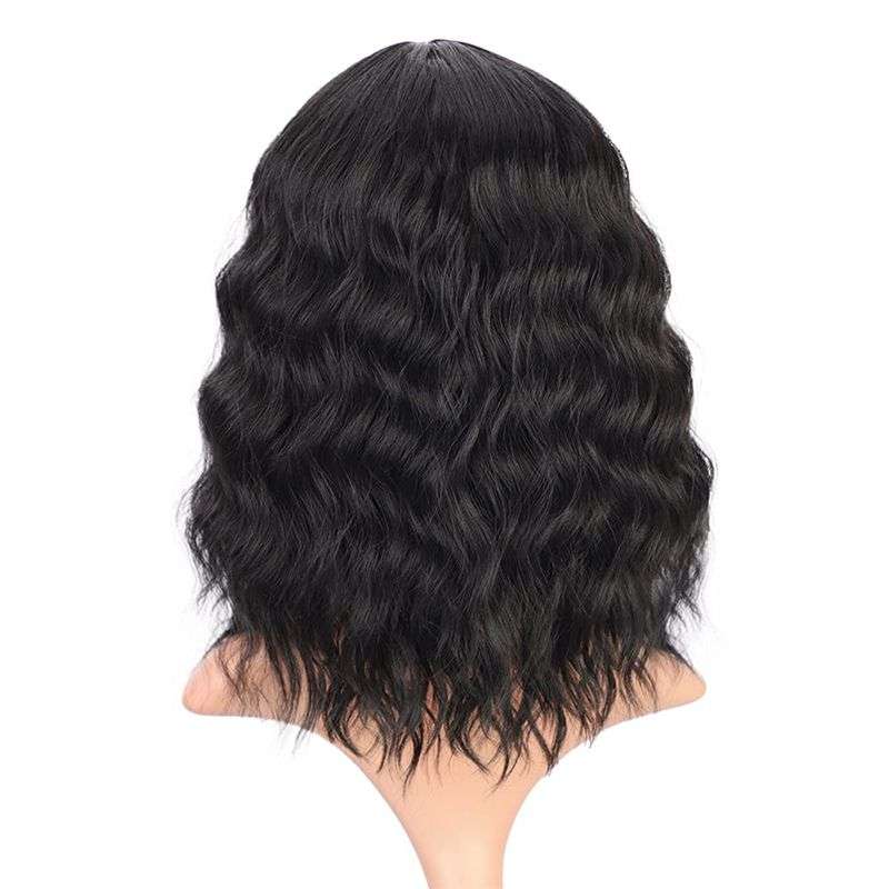14" Women Girls Short Curly Wavy Bob Wig Rose Net With Wig Cap