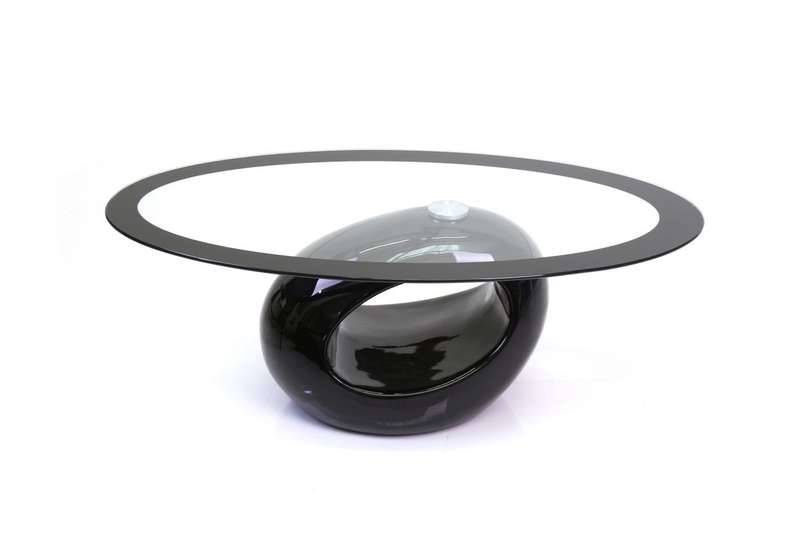 Coffee Tables - Oval Tempered Glass Top - Black Base Colour