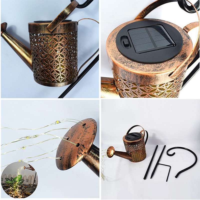 Outdoor Solar Iron Watering Can String Light Garden Light Garden Decoration