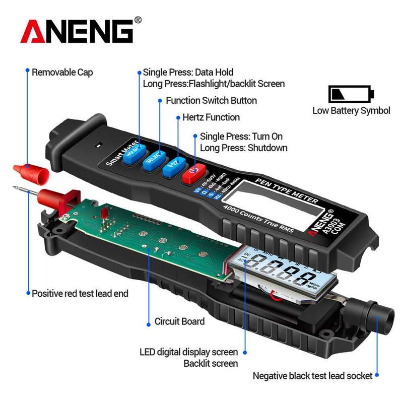 A3003 Dual Digital Multimeter / Non Contact Pen AC/DC Voltage