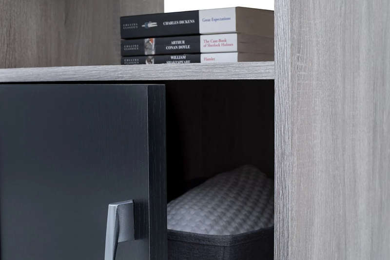 Modern Pedestal/Nightstand - 1-Drawer and 1-Shelf - Brown, Black
