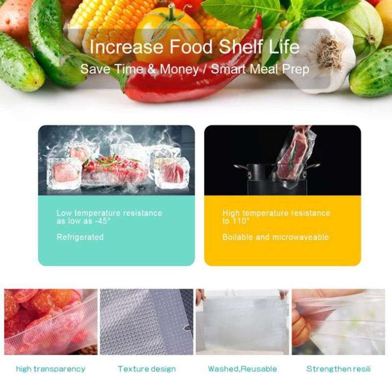 100 Piece Vacuum Sealer Freezer Storage Machine Bags Embossed Food Saver - 20*30cm