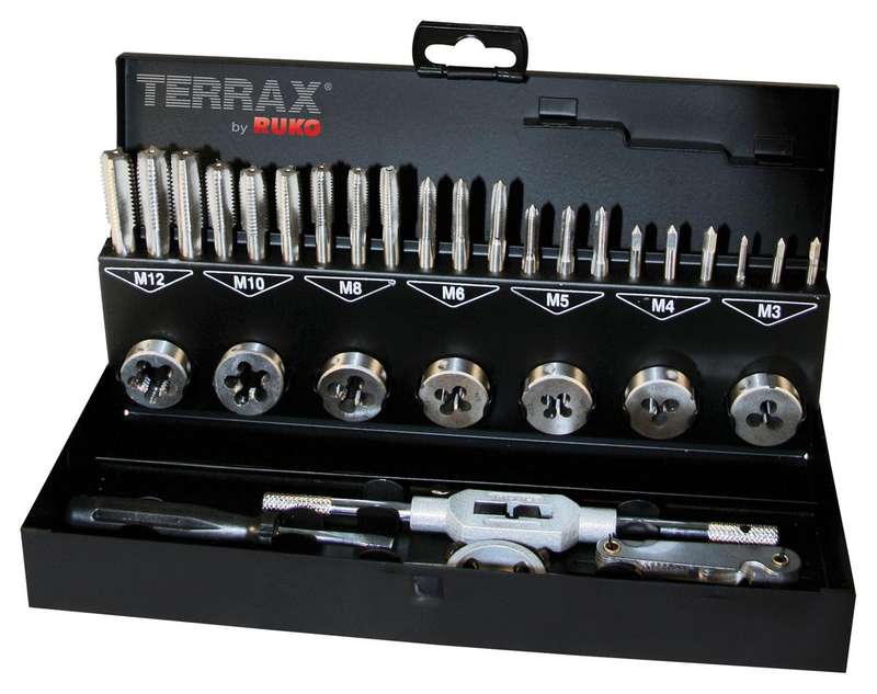Ruko Thread Cutting Kit, Steel Case, 31 Piece
