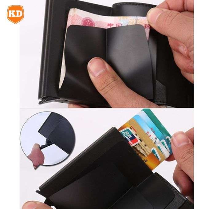 PU double-box aluminum alloy  automatic spring card case