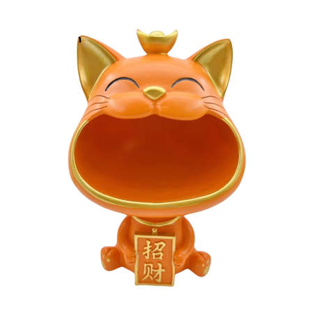Orange Big Mouth Cat Resin Ornament