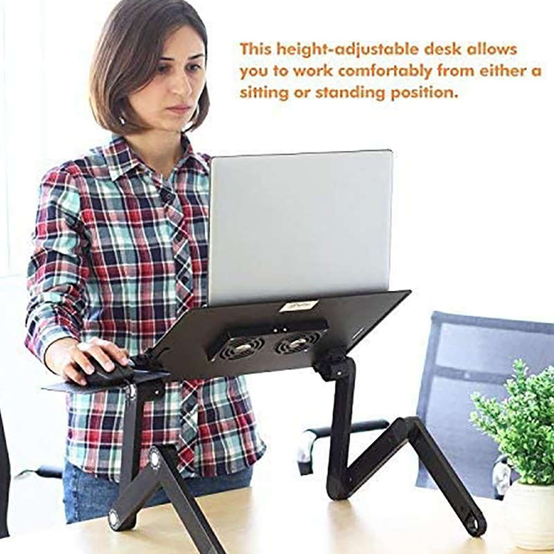 Adjustable laptop table with cooling fan - T8