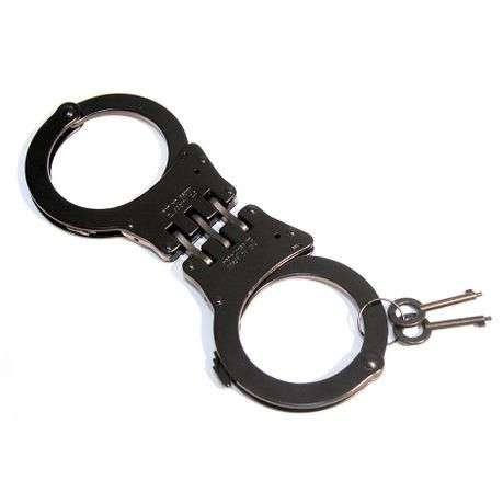 Military Grade Carbon Steel Black Double Lock Handcuffs With Belt Pouch