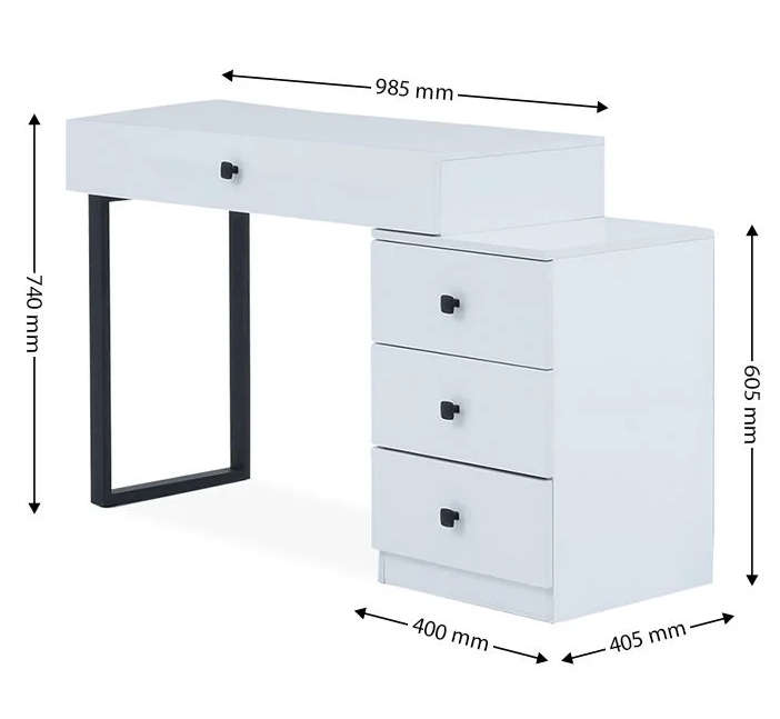 Elegant white with black finishes dressing table