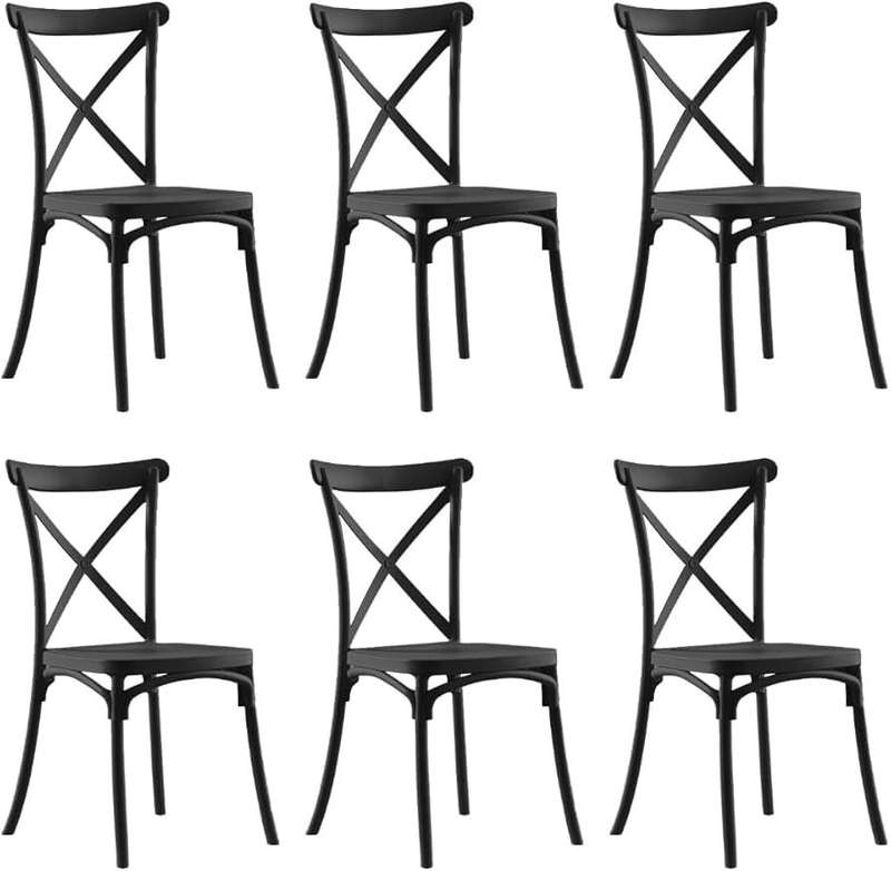 Classic Cross Back Dining Chair- 6 Pack - Black