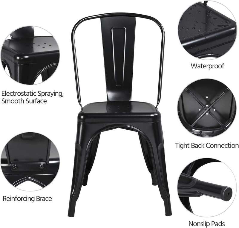 Metal stackable chair outdoor/indoor use-Black