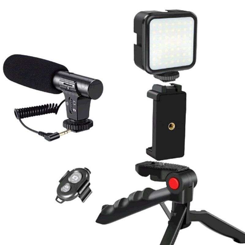 Pack of 2 -Professional Mini Vlogging Kit With Tripod LED Video Light And Phone Holder