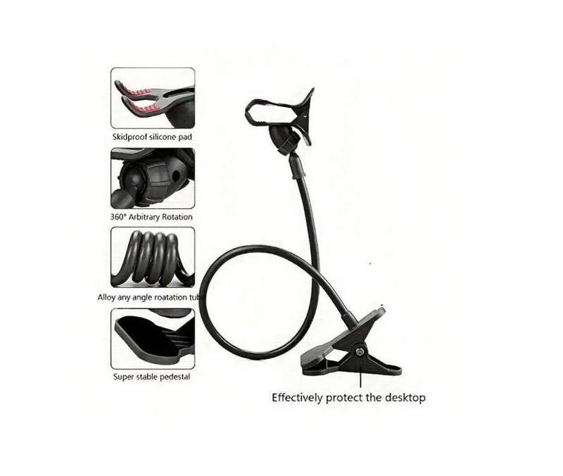 Universal Lazy Bracket Phone Stand  65cm Flexible Gooseneck Arm with 360° Rotation | Clip-On ...