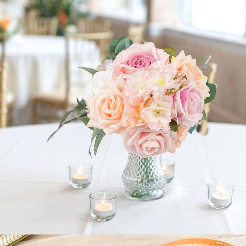 Pink Artificial Flowers Combo Wedding Bouquets Decorations