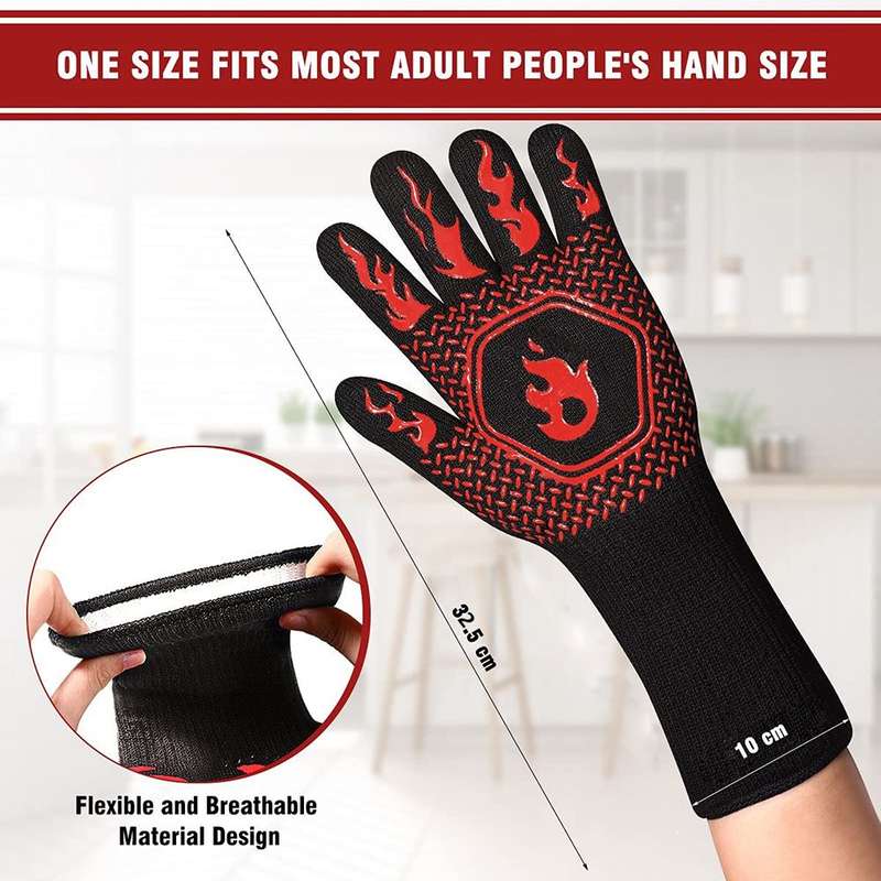 800C Heat Resistant Oven  Gloves for BBQ Gill Cooking