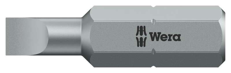 Wera (05056200001) Hex Bit, Slotted, 1/4" Drive, 0.5 mm x 3 mm x 25 mm