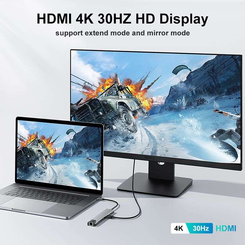 Multi-functional 8-in-1 USB-C Adapter Hub Docking Station -Type C Interface