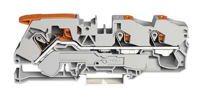 Wago (2116-5301) DIN Rail Mount Terminal Block, Through, 3 Ways