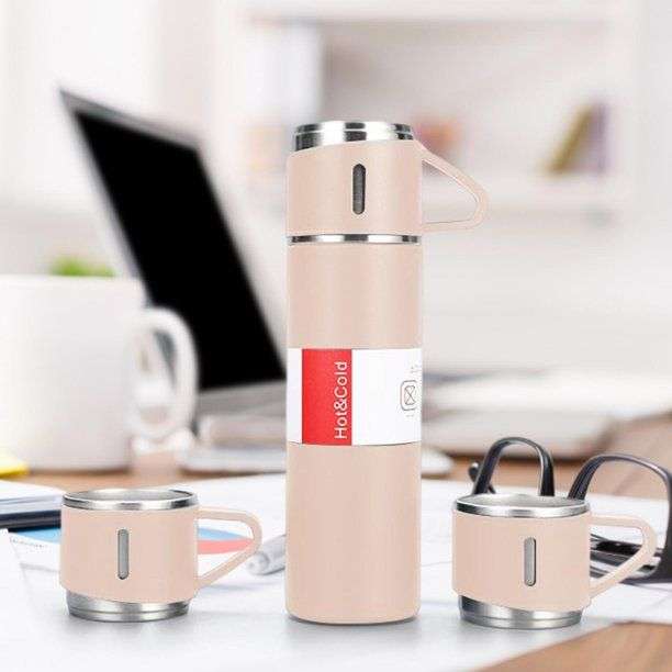 500ML Stainless Steel Lightweight Vacuum Flask Bottle Set - Pink