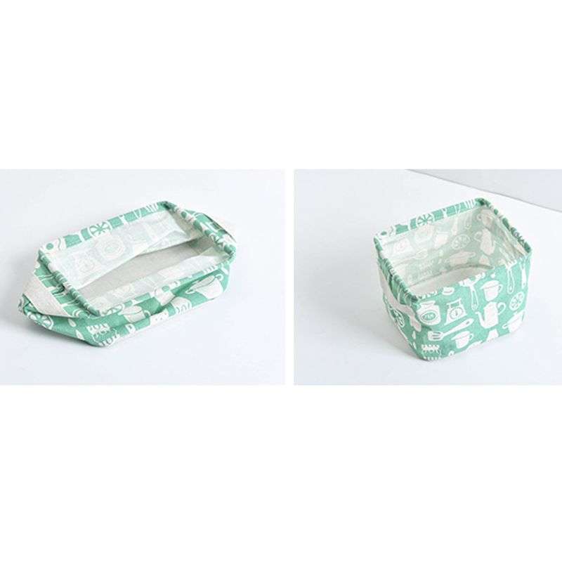Set of 3 Small Cotton Linen Foldable Storage Containers - Black