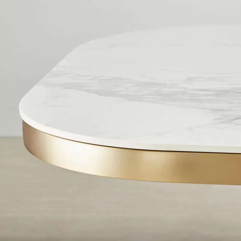 Luxury Modern Dining Table - Marble Top with Gold Trim Base