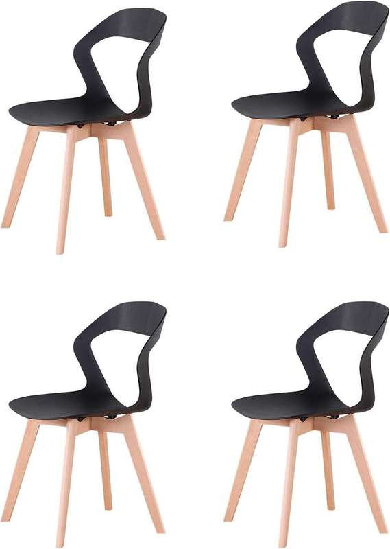 Plastic Kitchen Chairs 4 Pack - Black
