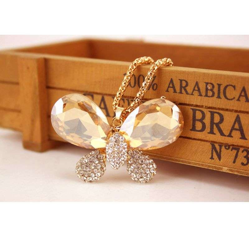 Butterfly Pendant Necklace For Women - Green