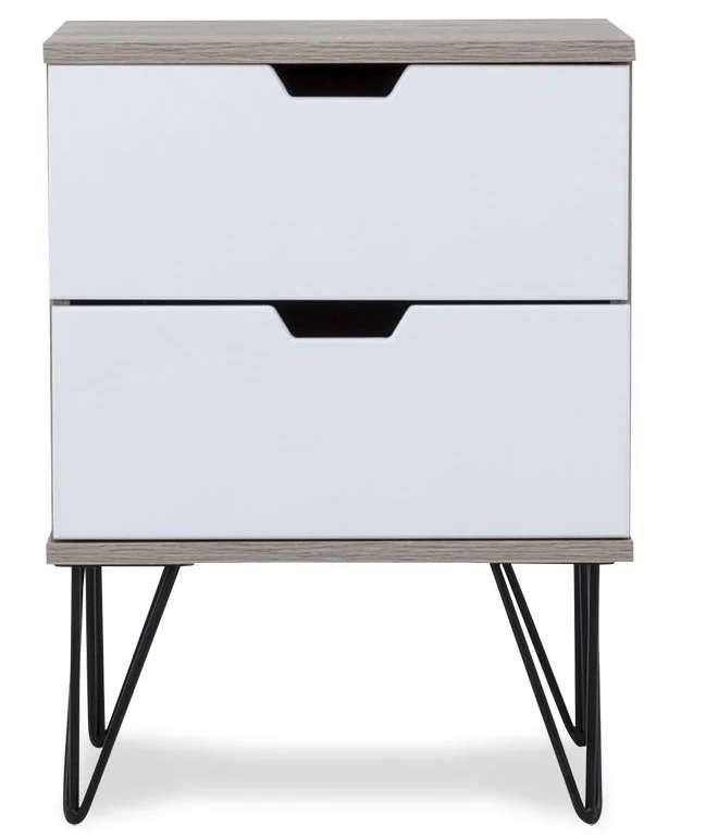 2 Draw Pedestal-Engineered Wood Bedside Table - White, Brown