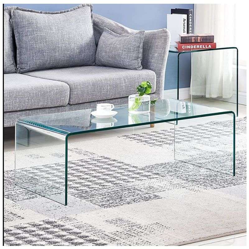 1.2m Clear Glass Coffee Table