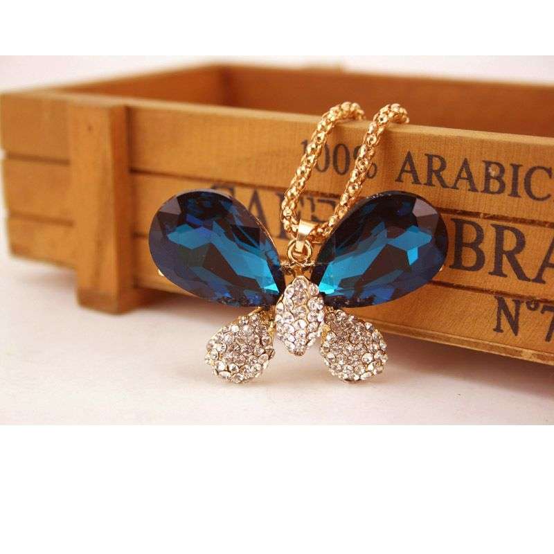 Butterfly Pendant Necklace For Women - Green