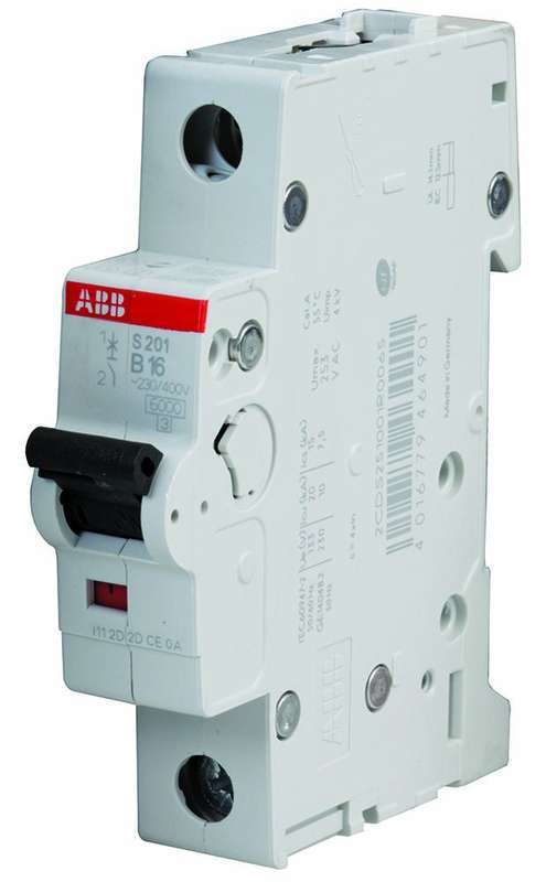Abb (S201-B16) Thermal Magnetic Circuit Breaker, 16 A, 1 Pole