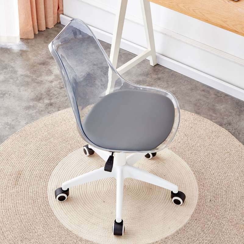 Transparent Office Chair with Colored Seat Pad -  Grey