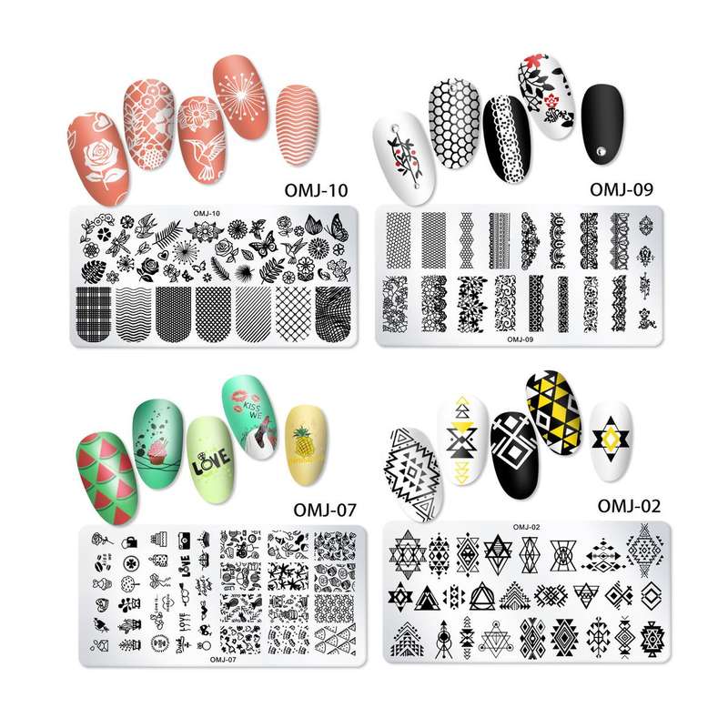 5 Sheet Nail Stamping Plate Set With Stamp And Scraper - No.1