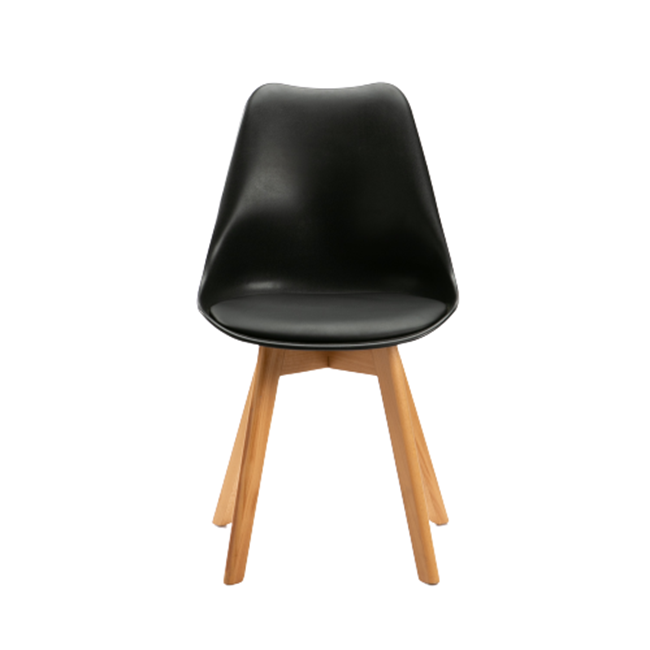 Emily Wooden Leg Dining Chair - Black
