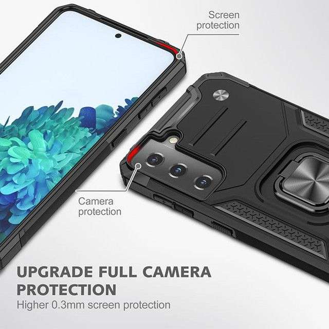 Military Grade Rugged Cover Heavy Duty Samsung S22 Cases with Metal Ring Kickstand