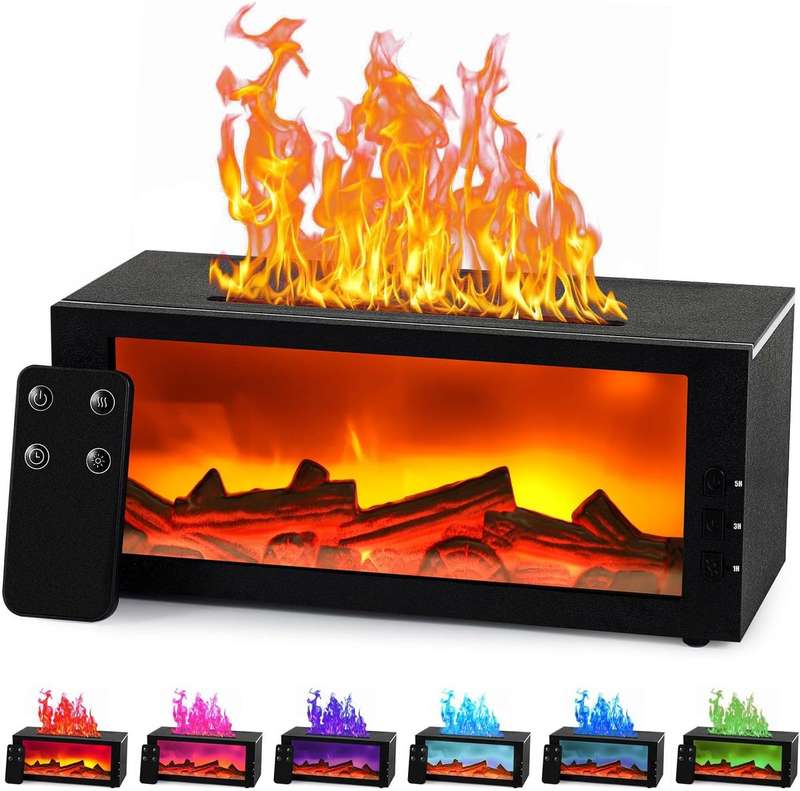 Essential Oil Air Diffuser Flame Colorful Water Vapor Fireplace Humidifier