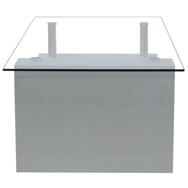Coffee Tables - Tempered Glass Top - Wooden Base - White