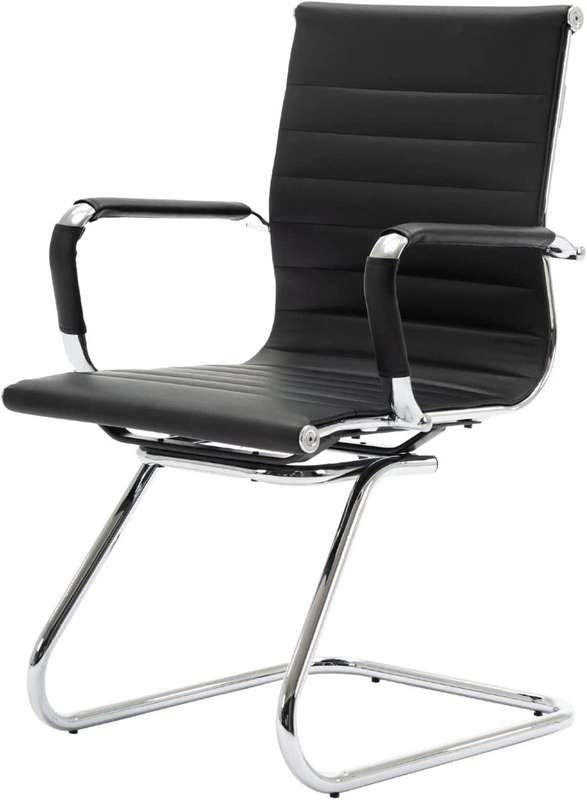 Office Chair - Ribbed Leather Guest Mid Back