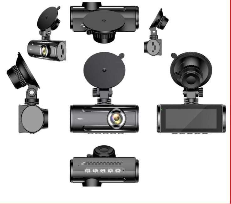 3 Channel DVR Dashcam with Front interior and Rear cameras AND 32GB TF Card