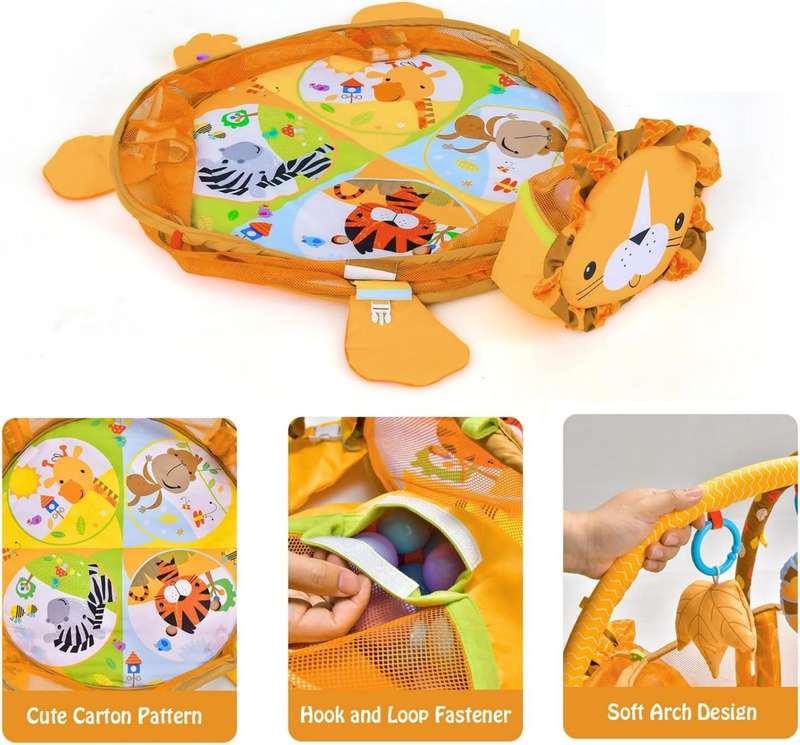 Baby Activity Gym with Hanging Toys and Colorful Ocean Balls Play Mat
