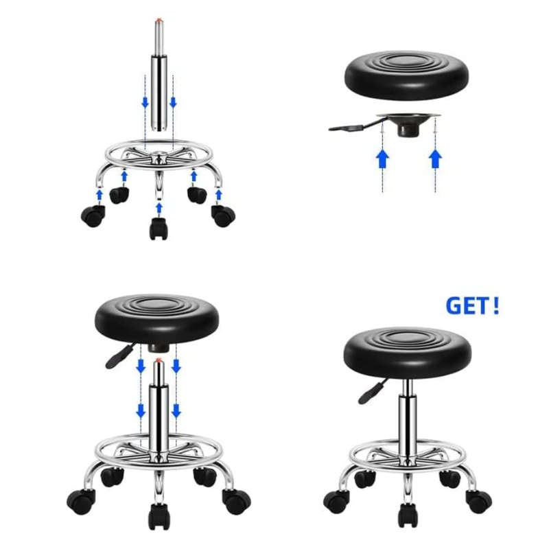 Rolling Salon Stool Swivel Chair with  Wheels Height Adjustable Hydraulic