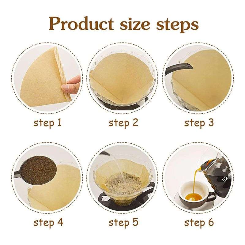 DHAO Coffee Filters Disposable Pour Over Coffee Filter 1-2 Cup - Brown