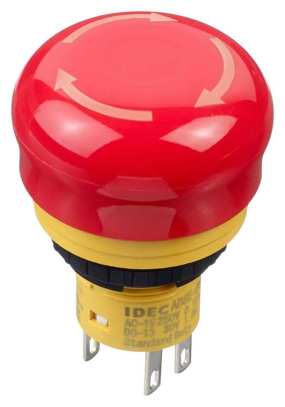 Idec (AB6E-3BV02PTRM) Emergency Stop Switch, DPST-NC