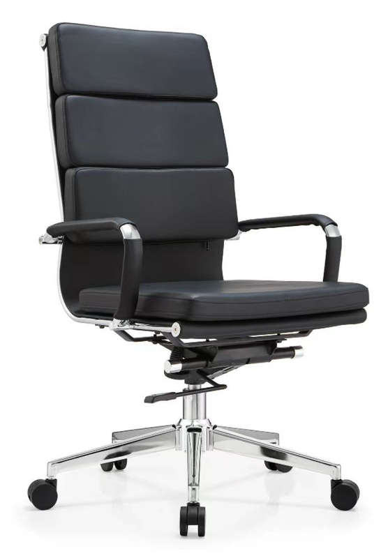 Black PU-leather rotating office chair