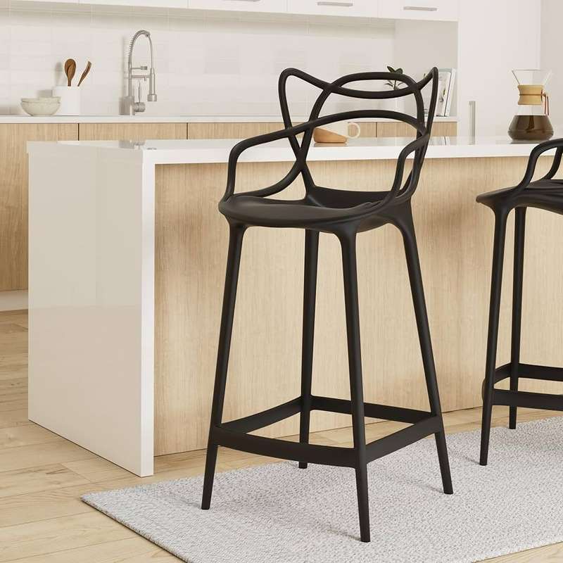 Bar Stool - Plastic - Black - 4 Pack
