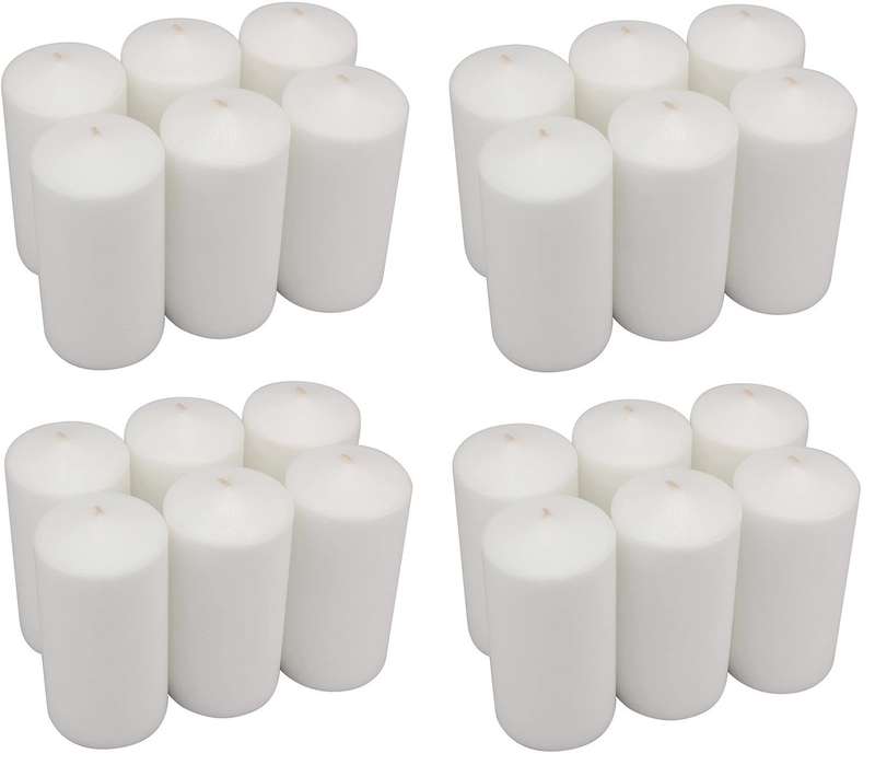 Exquisite And Long-lasting Pillar Candles - White / 24 Piece