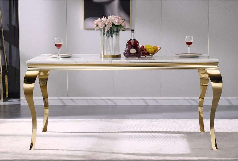 Marble Dining Table - Gold