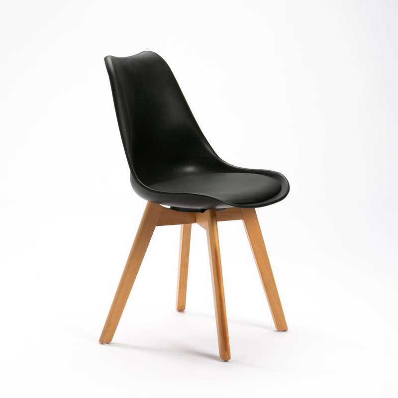 Emily Wooden Leg Dining Chair - Black