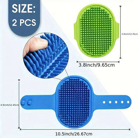 Pack of 2 rubber pet brushes