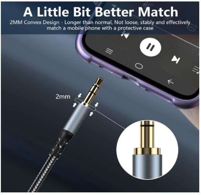 3.5mm Aux Cord (6.6Ft / 2m)  3.5mm Male to Male Au