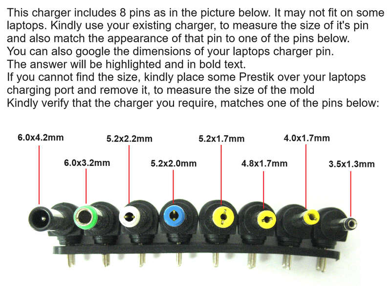 Universal Laptop Charger - 8 Pieces